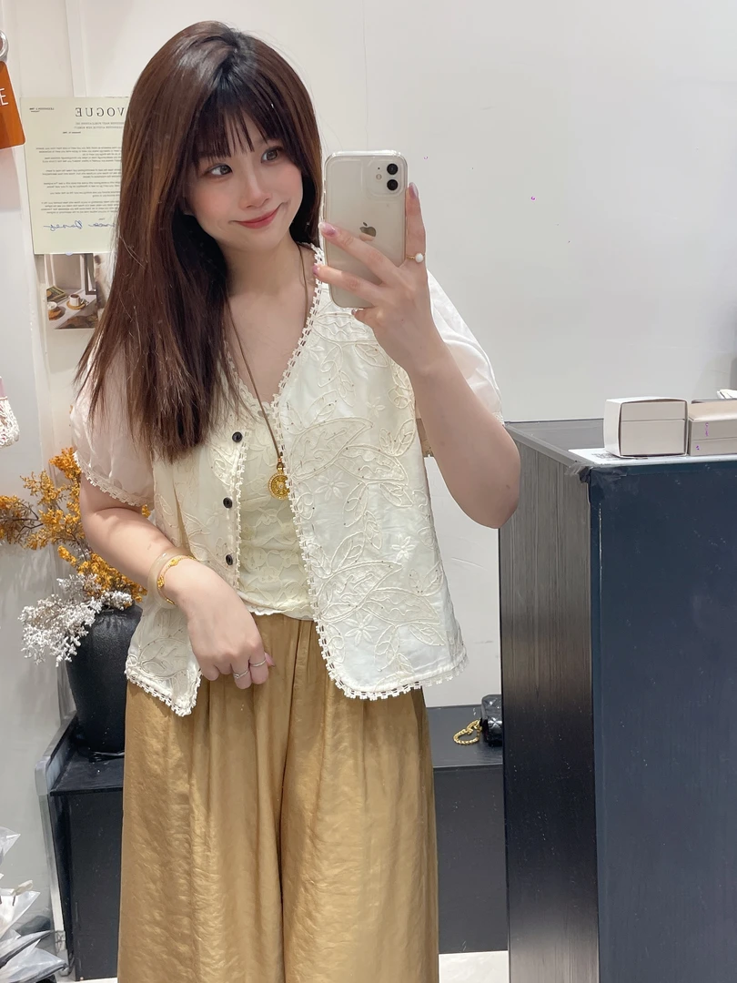 NS「倾心花语」法式小香风气质蕾丝镂空复古上衣开衫