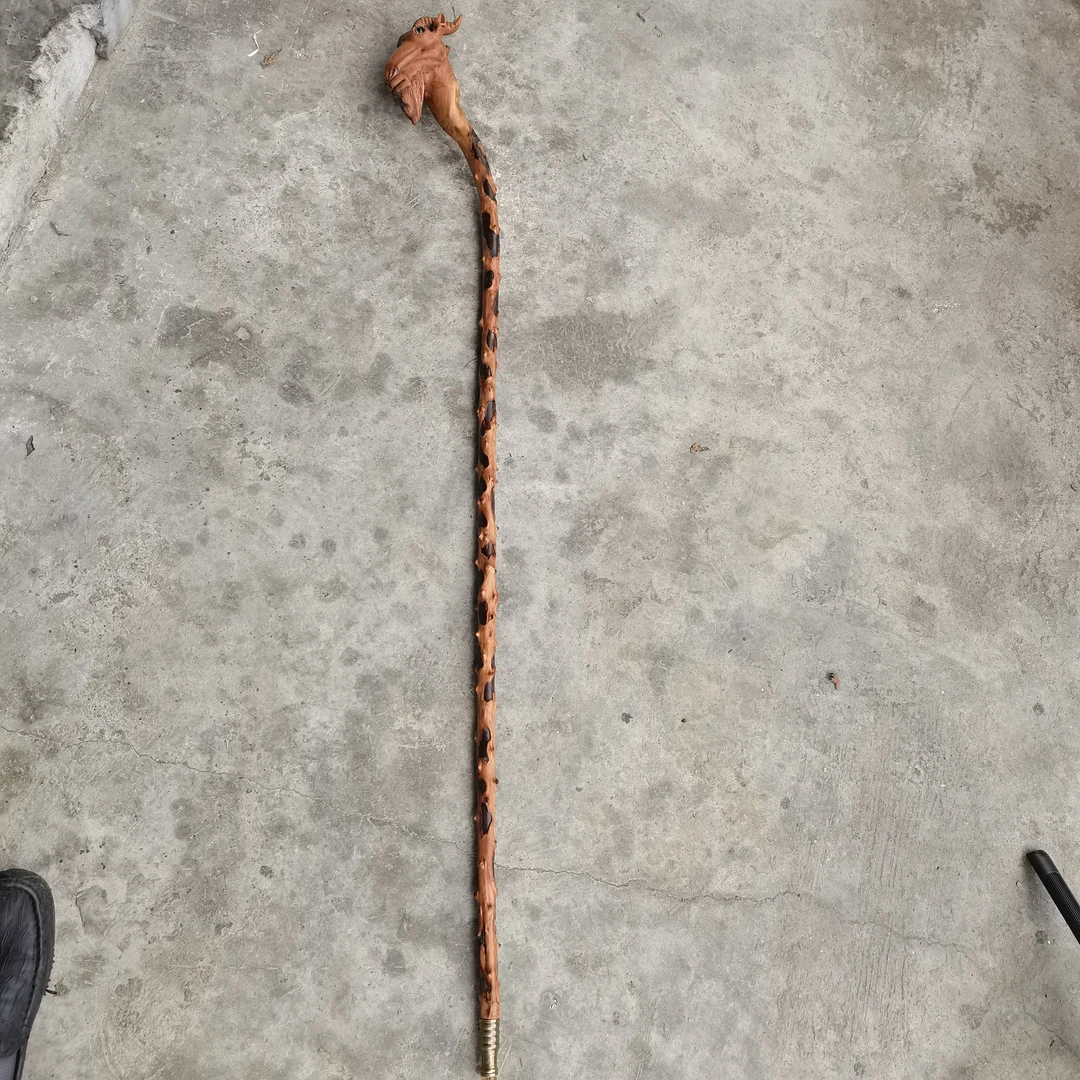 贵州檬子木手工雕刻 ，随型登山杖