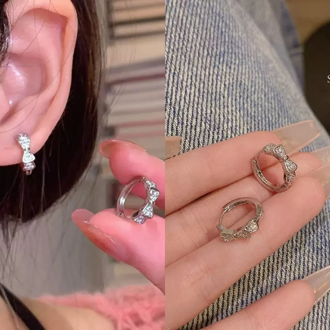 925银耳饰 蝴蝶结耳扣女轻奢超仙少女网红同款锆石春夏新款耳饰