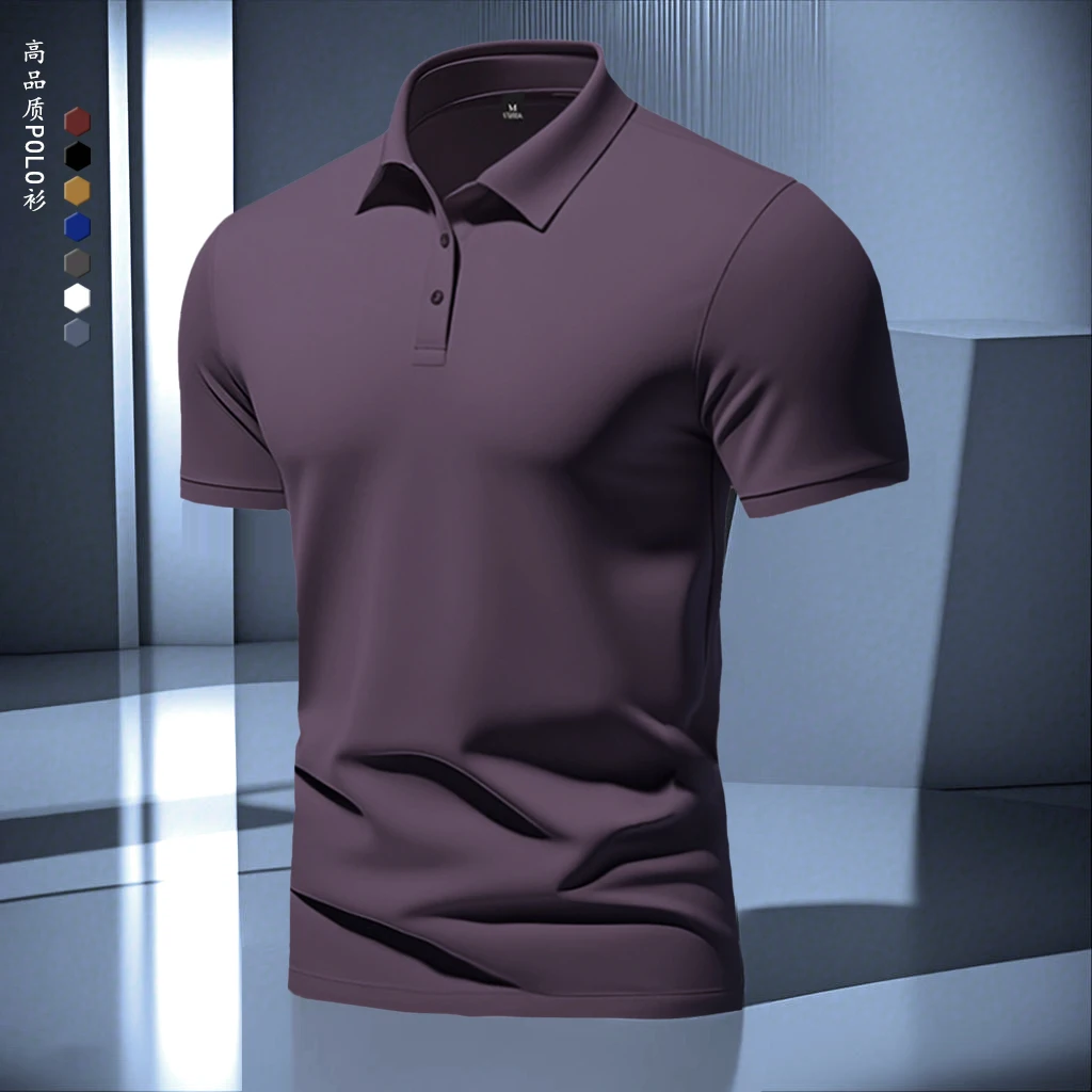 美式复古男士polo衫短袖上衣户外翻领t恤新款半袖纯色商务夏季