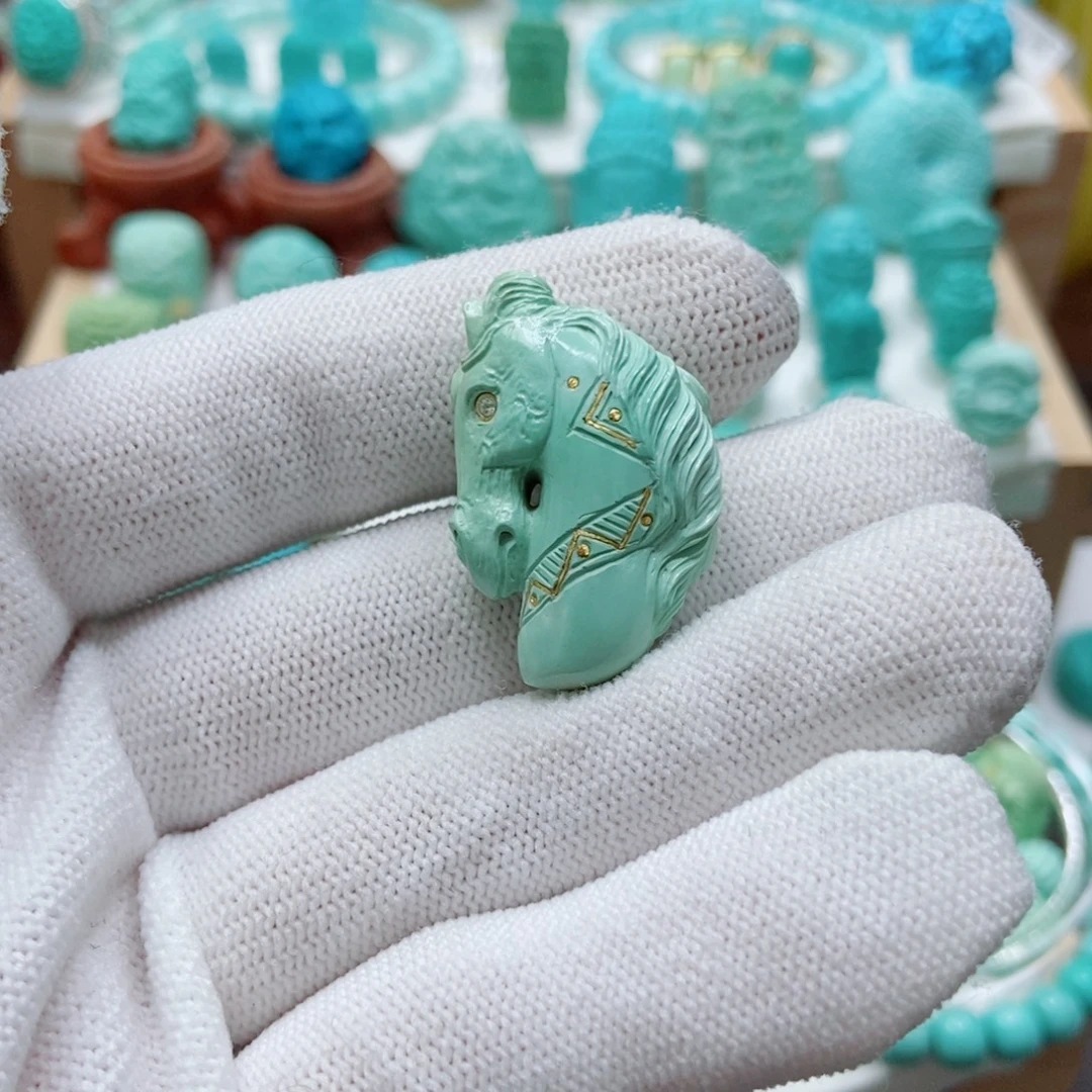 绿松石未镶嵌马到成功