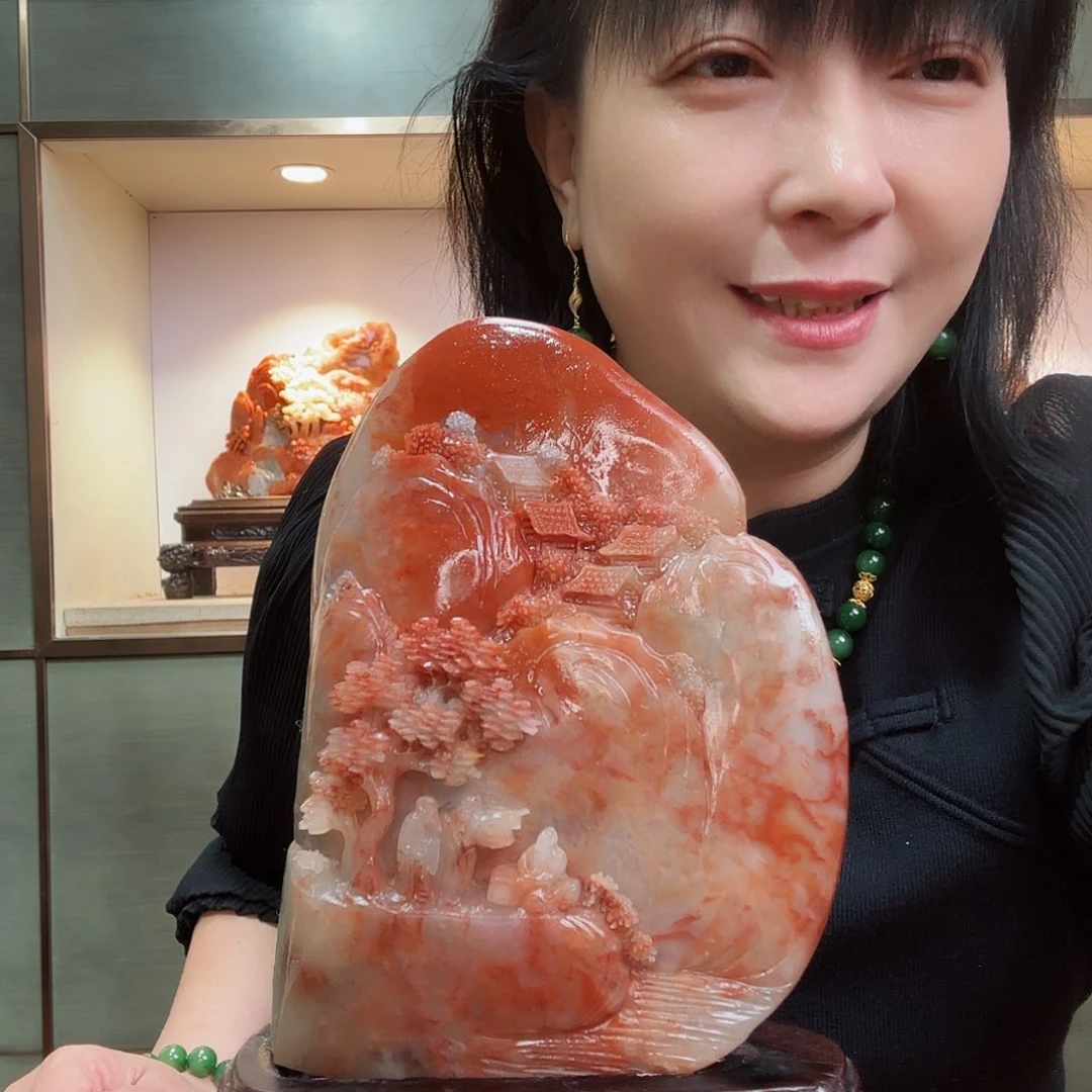寿山石墨**夫寿山石摆件