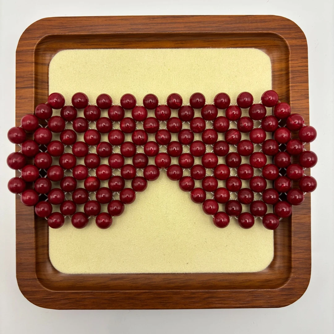 非金属珐琅吊坠 红色圆珠编织眼罩 E165