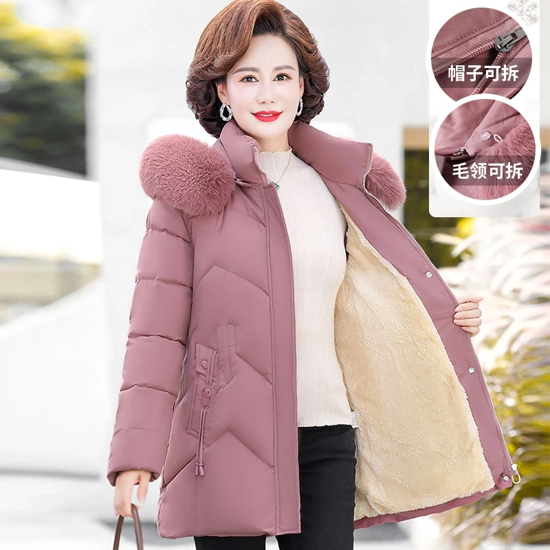 中年妈妈装冬装棉衣洋气棉服新款中老年女士加绒保暖外套时尚棉袄