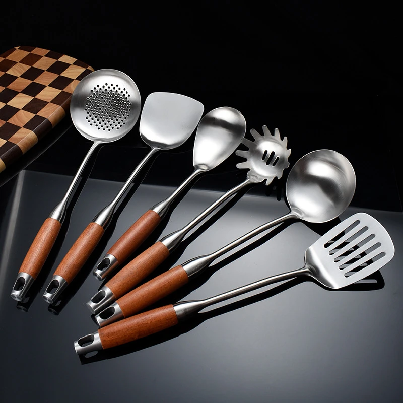 厨房锅铲汤勺煎铲漏勺不锈钢漏勺长柄炒菜锅铲防烫菜铲家用套装