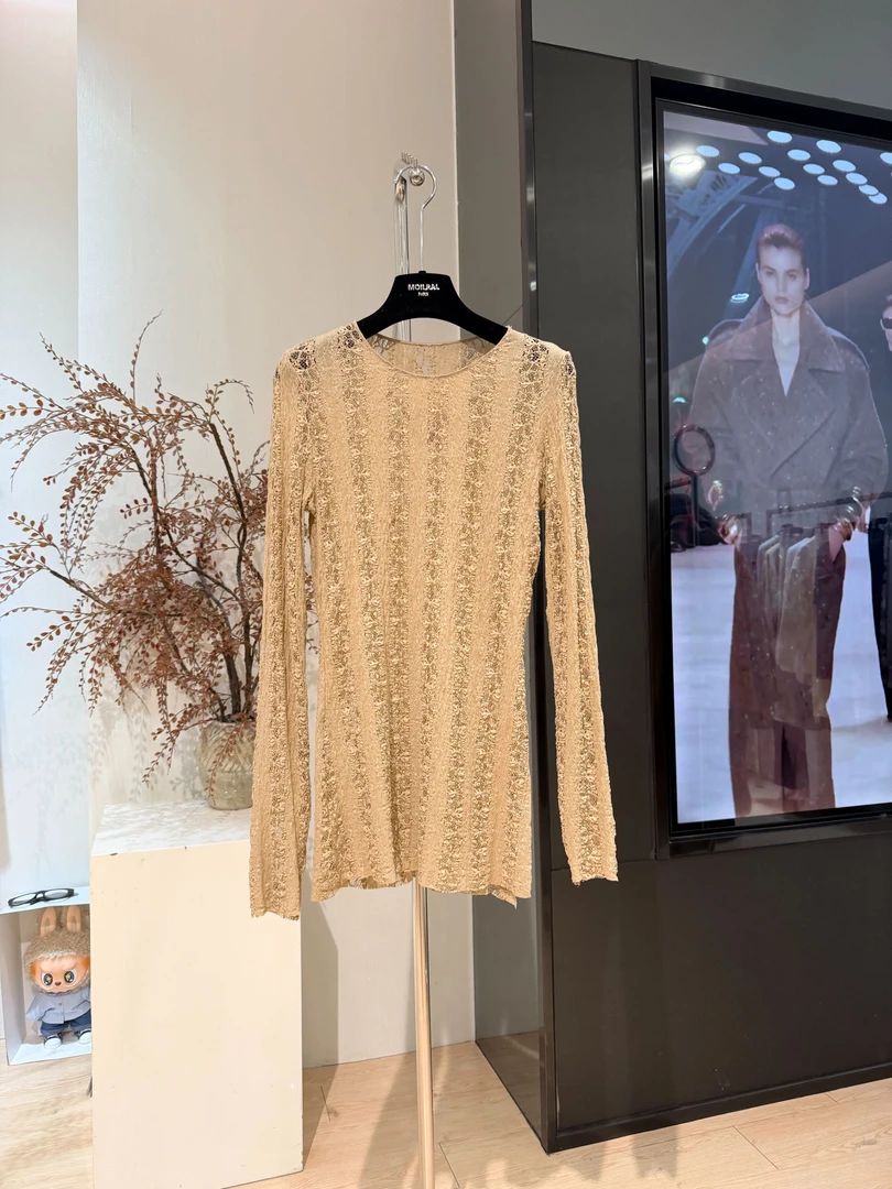 ZZ时尚百搭长袖纯色蕾丝印花气质套头衫X1080