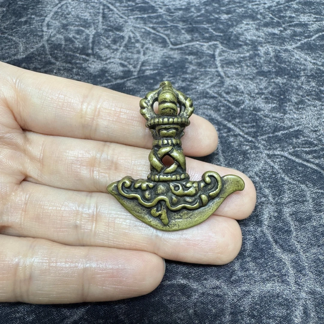 藏传纯铜月刀金刚杵星月菩提配饰挂饰