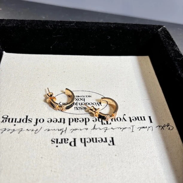 铜合金合成锆石耳饰 黑色H耳环EH3831