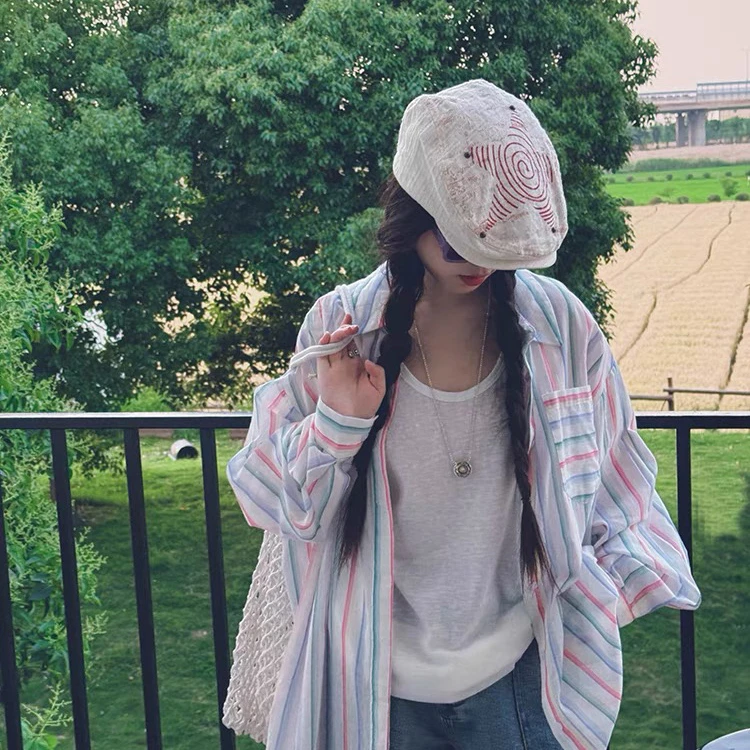 冷大娘 中大童美式复古涂鸦星星贝雷帽小众设计时尚前进帽亲子