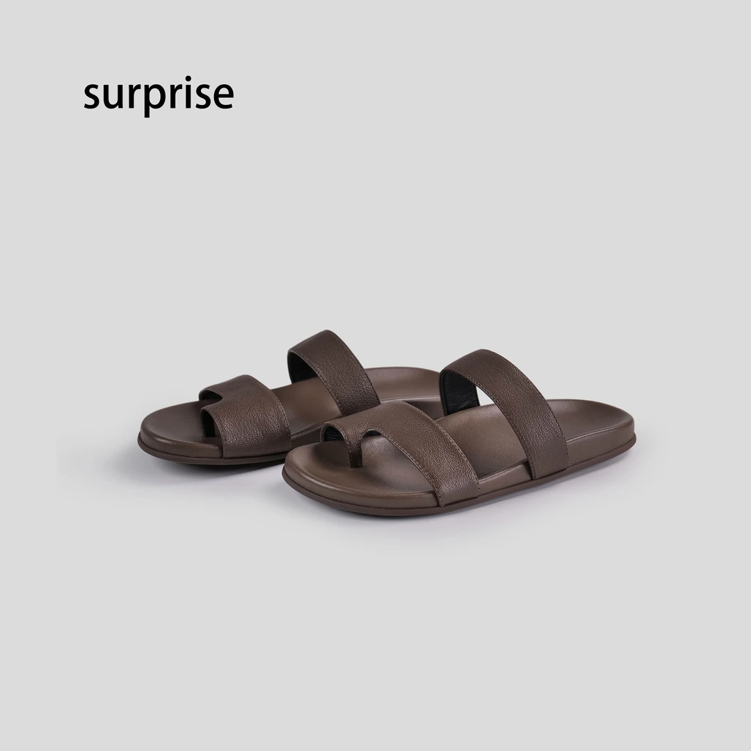 夏季新款厚底增高羊皮沙滩鞋时尚百搭夹趾外穿凉拖鞋女凉鞋