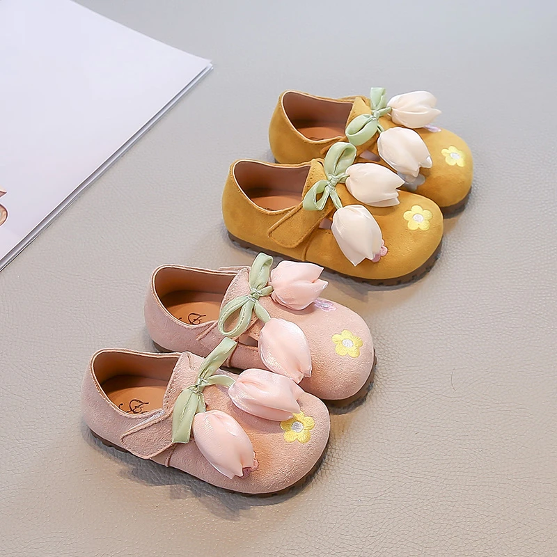 儿童法式郁金香单鞋2025春秋季新款女童绣花公主鞋复古淑女皮鞋