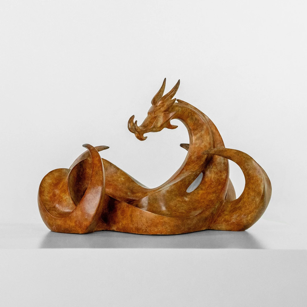 流动艺术 林禹闻 青铜 《宝龙》30cm 新中式 桌面摆件 创意 精致