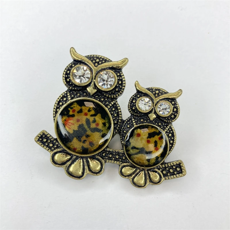 合金胸针 双只猫头鹰胸针1-7【2061220-043】
