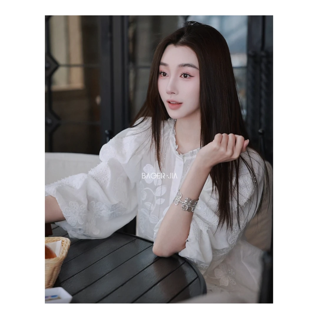 10-宝儿家含幂BK60025101早春穿搭复古时髦感灯笼泡泡袖亚麻衬衫