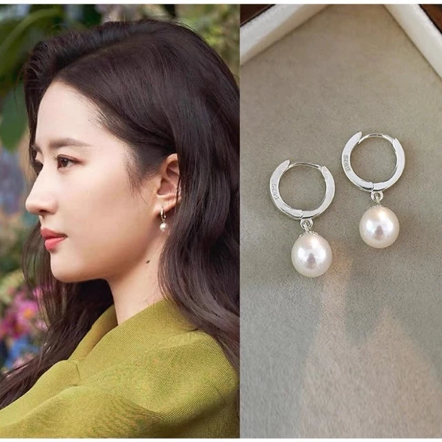 【红豆同款】天然淡水珍珠S925银耳扣法式气质简约轻奢耳环