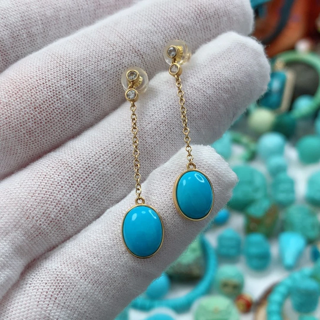 绿松石珠宝奇石18K金镶嵌