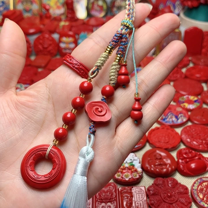 天然辰砂工艺品朱砂包包挂