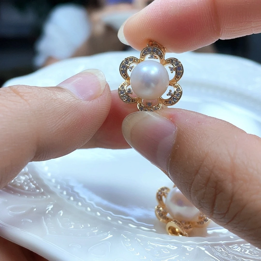 银S925镶嵌淡水珍珠耳饰