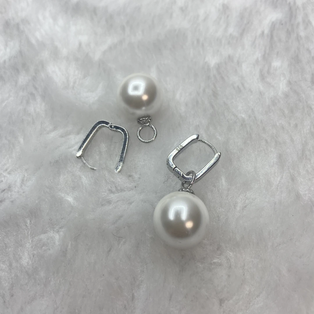 优雅白色耳环13-14mm轻奢AJ06百搭