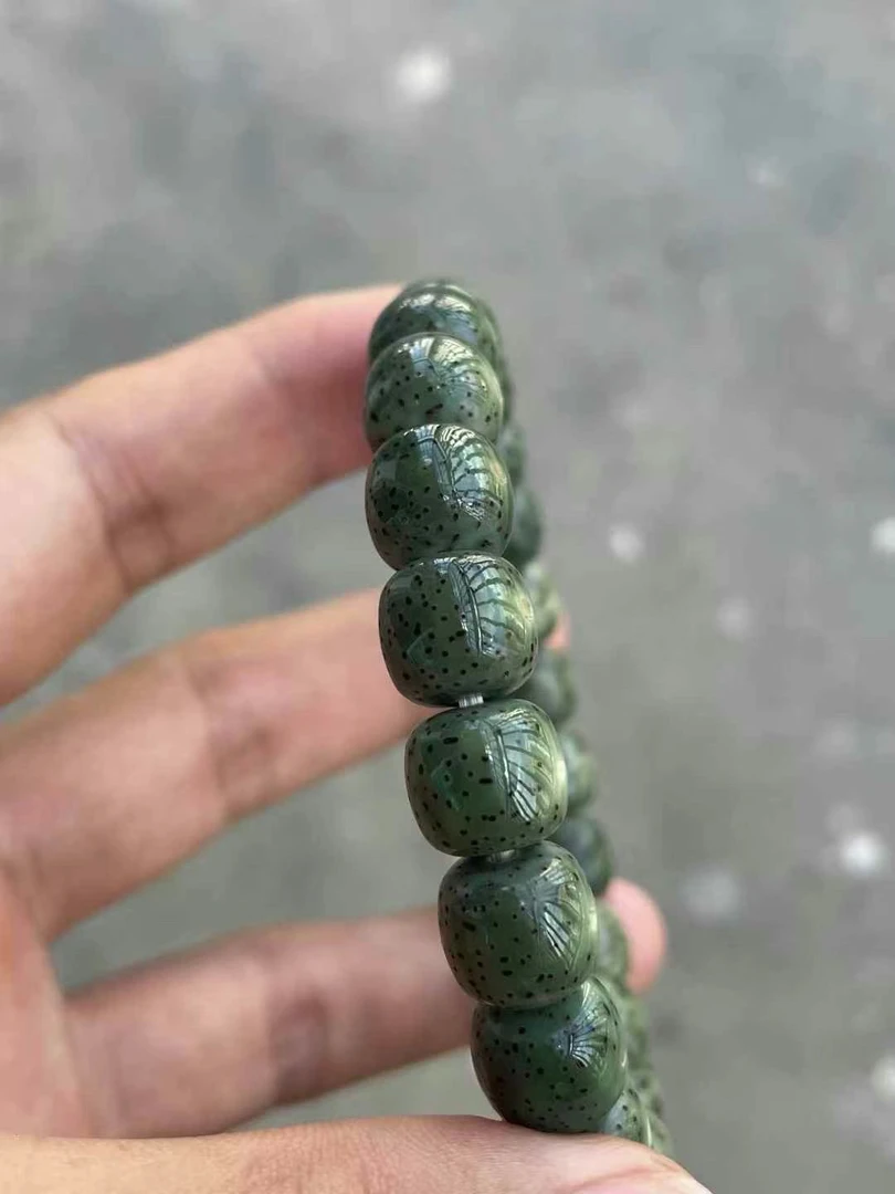 【自然光拍摄高货】9X10满绿星月菩提桶珠火龙果星点均匀小细星