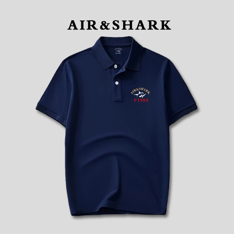 AIR SHARK/鲨鱼新款短袖T恤棉质宽松休闲商务男士polo衫夏季翻领