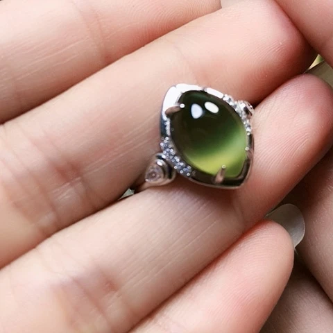 和田玉戒指银S925镶嵌