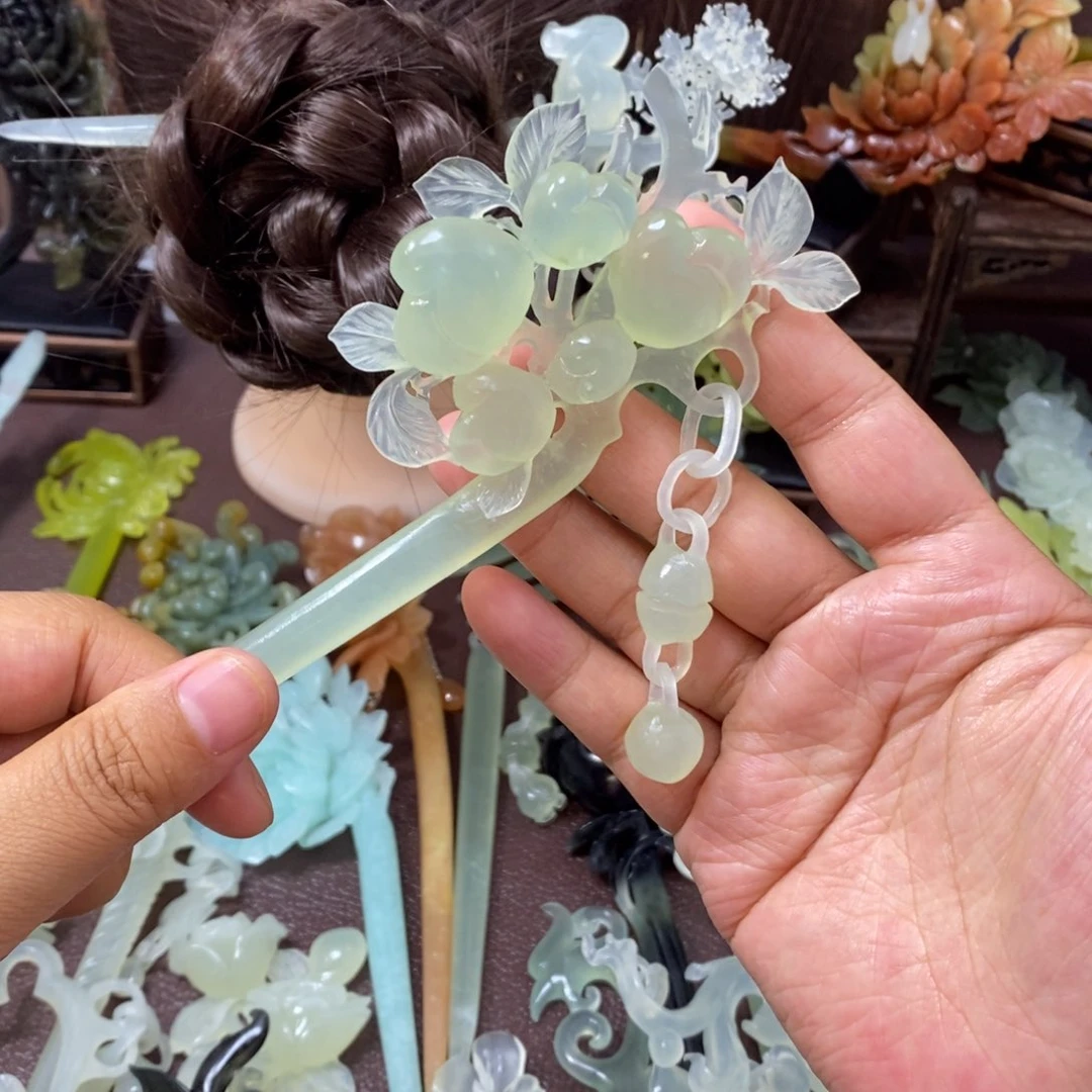 蛇纹石玉未镶嵌发饰