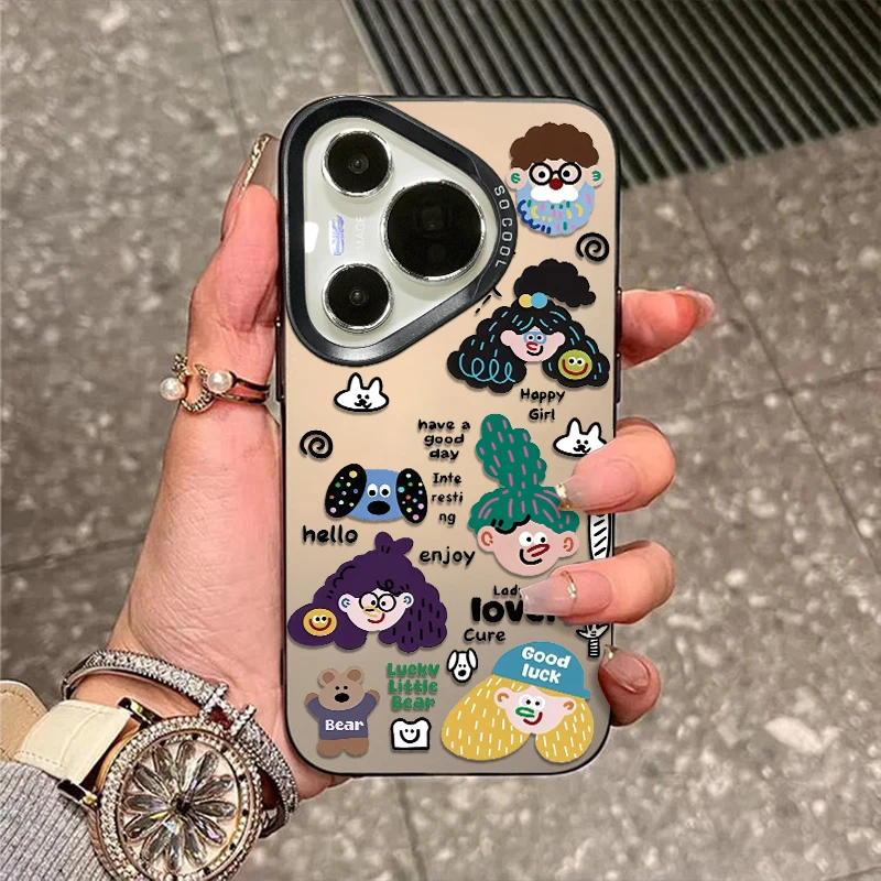 涂鸦头像适用华为mate70p手机壳pura80新款p70网红60防摔彩银外壳