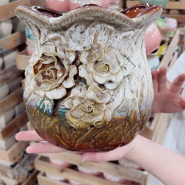 有孔.凑单10元陶瓷花盆发货！