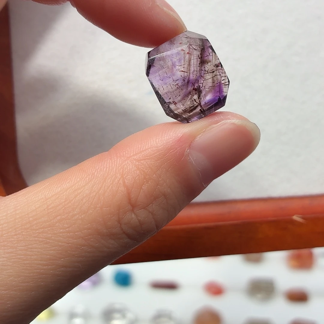 珠宝半成品水晶银S925镶嵌紫超七随型