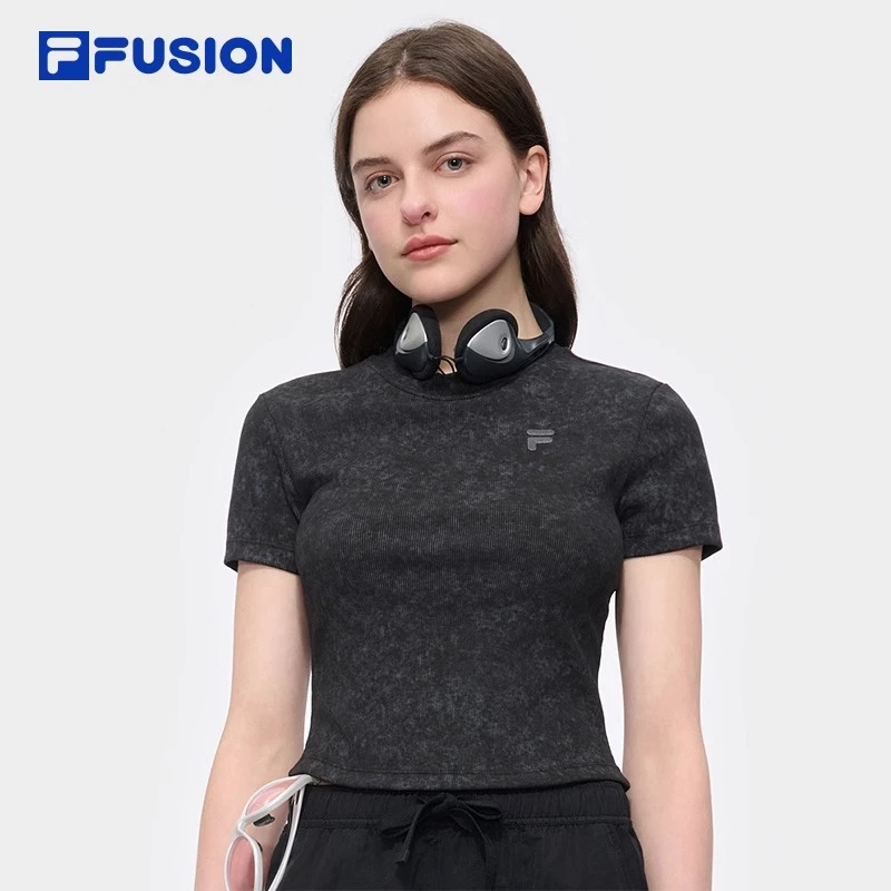 FUSION斐乐潮牌女针织短袖衫2025年夏新款时尚百搭休闲T11W523106