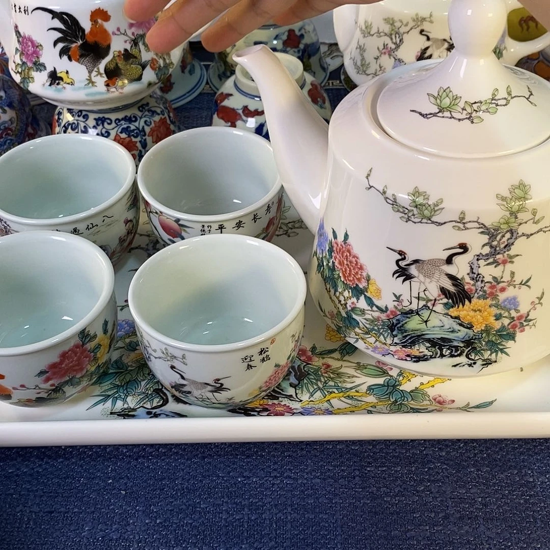 秋***水瓷片景德镇陶瓷茶具套装