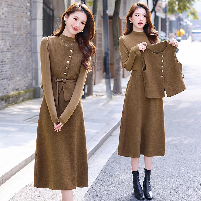 小香风套装裙2025秋冬新款高级感减龄漂亮洋气温柔御姐气质三件套