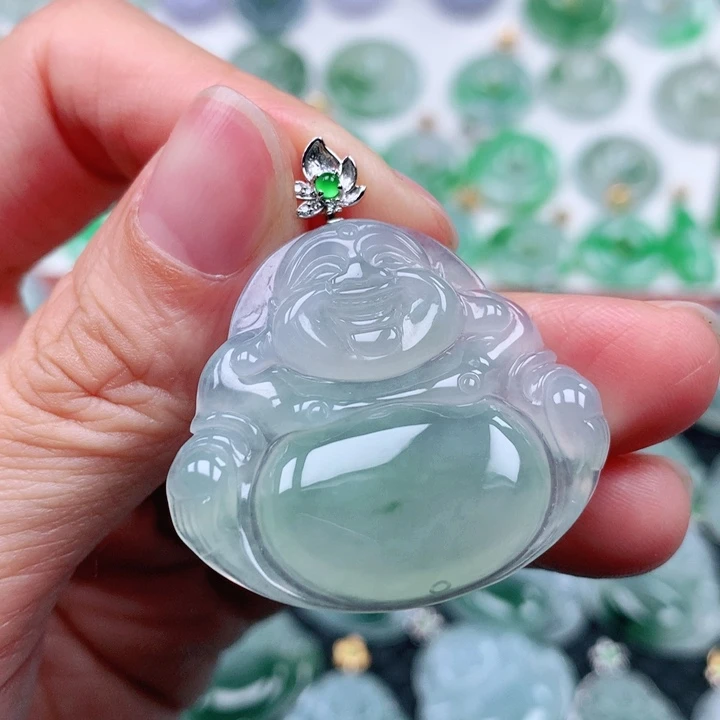 翡翠吊坠(不含链)18K金镶嵌