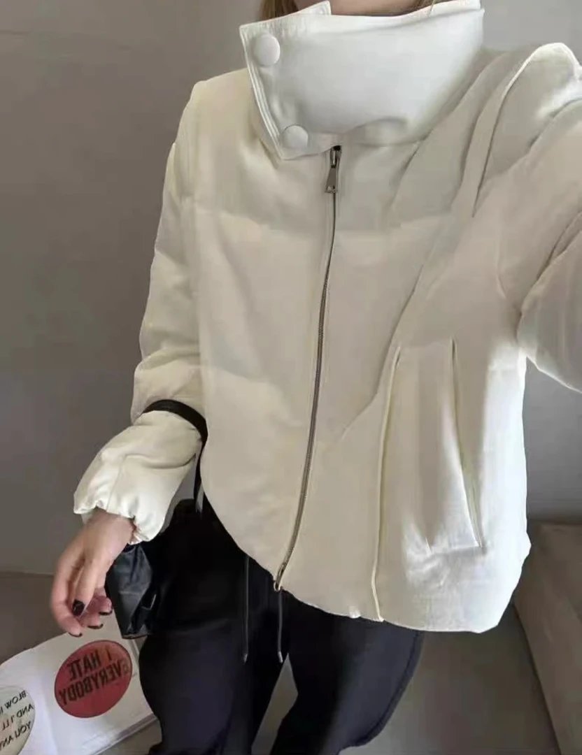 灰灰呀！韩代复古设计感立领百搭宽松保暖羽绒服