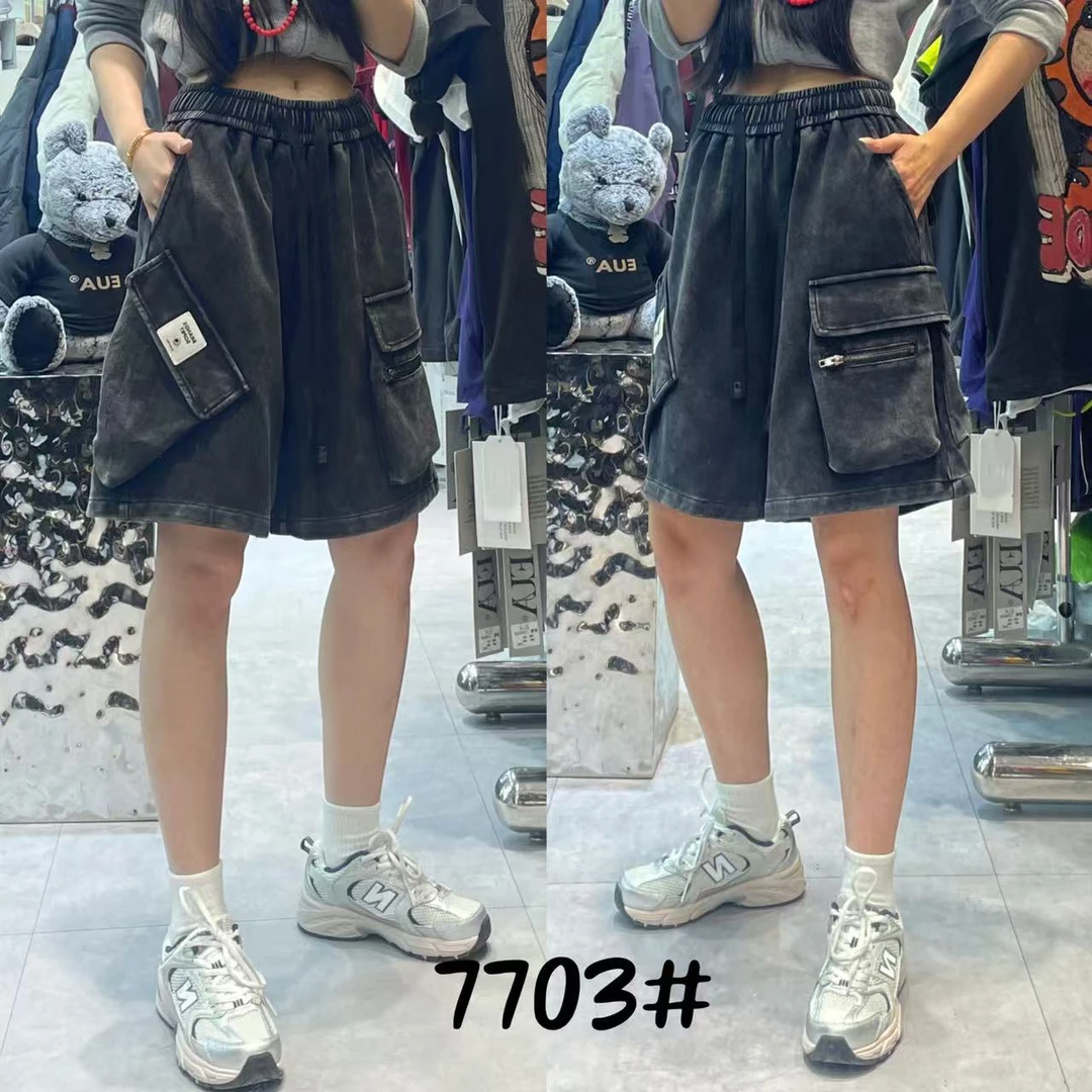 EUA#7703春夏新款重工洗水工装短裤，裤长：50cm