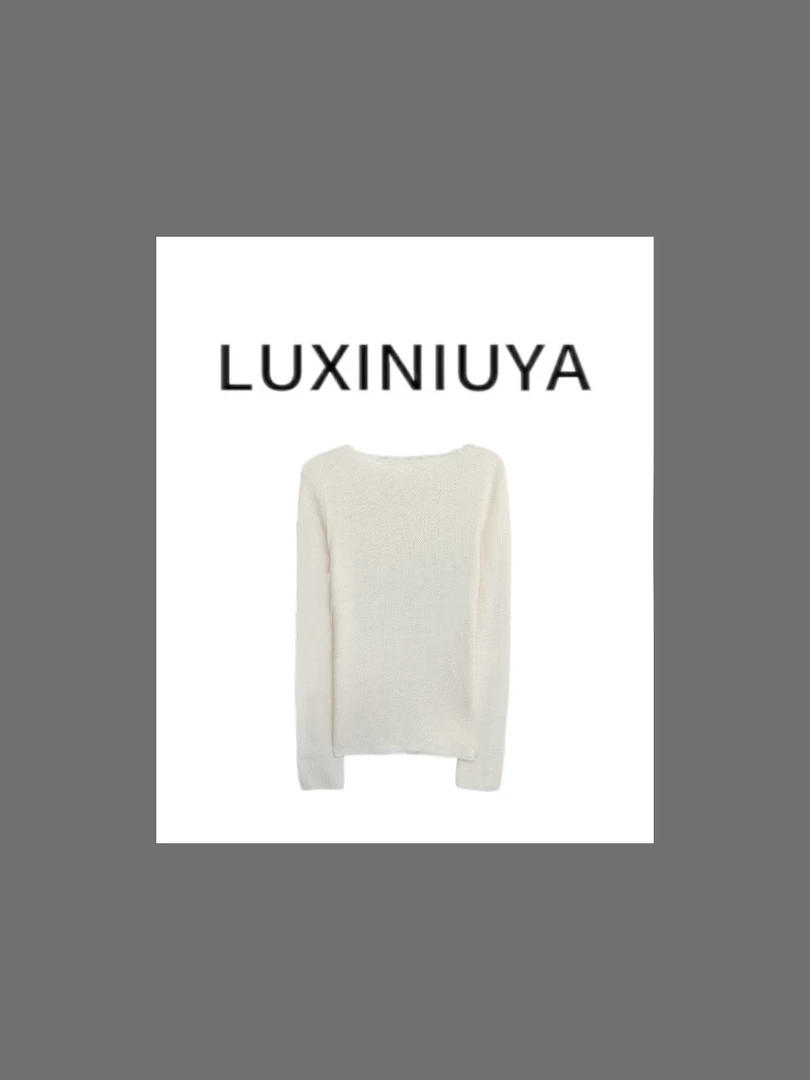 【LUXINIUYA】”水波纹“ 温流纱100羊毛纯色长袖针织毛衫#QDS235