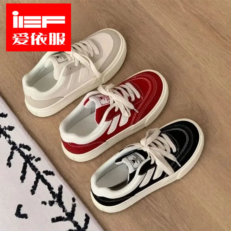 IEF/爱依服帆布鞋新款潮流低帮百搭板鞋韩版潮流休闲鞋红色帆布鞋