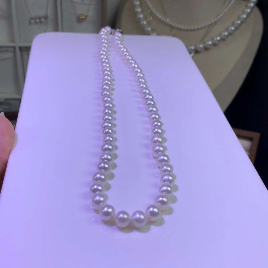 淡水珍珠颈饰银S925镶嵌6.5-7.5珍珠项链