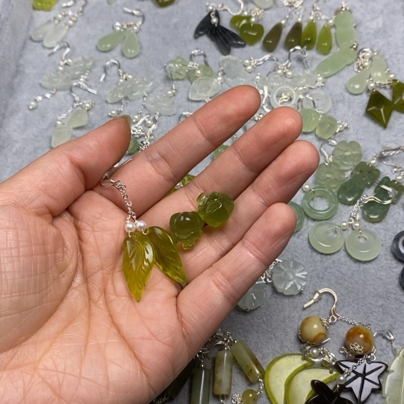 【闪购商品】蛇纹石玉未镶嵌挂件耳饰耳环项链晴*