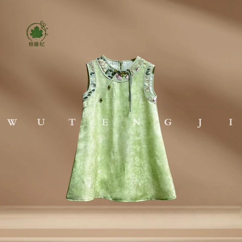 【青风】【100木薯丝20姆米】2025新款女童旗袍连衣裙25X369