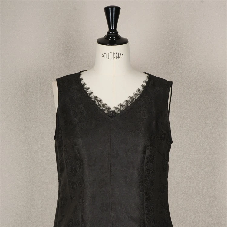 【夏墨】香云纱蕾丝边V领打底背心CD2167369