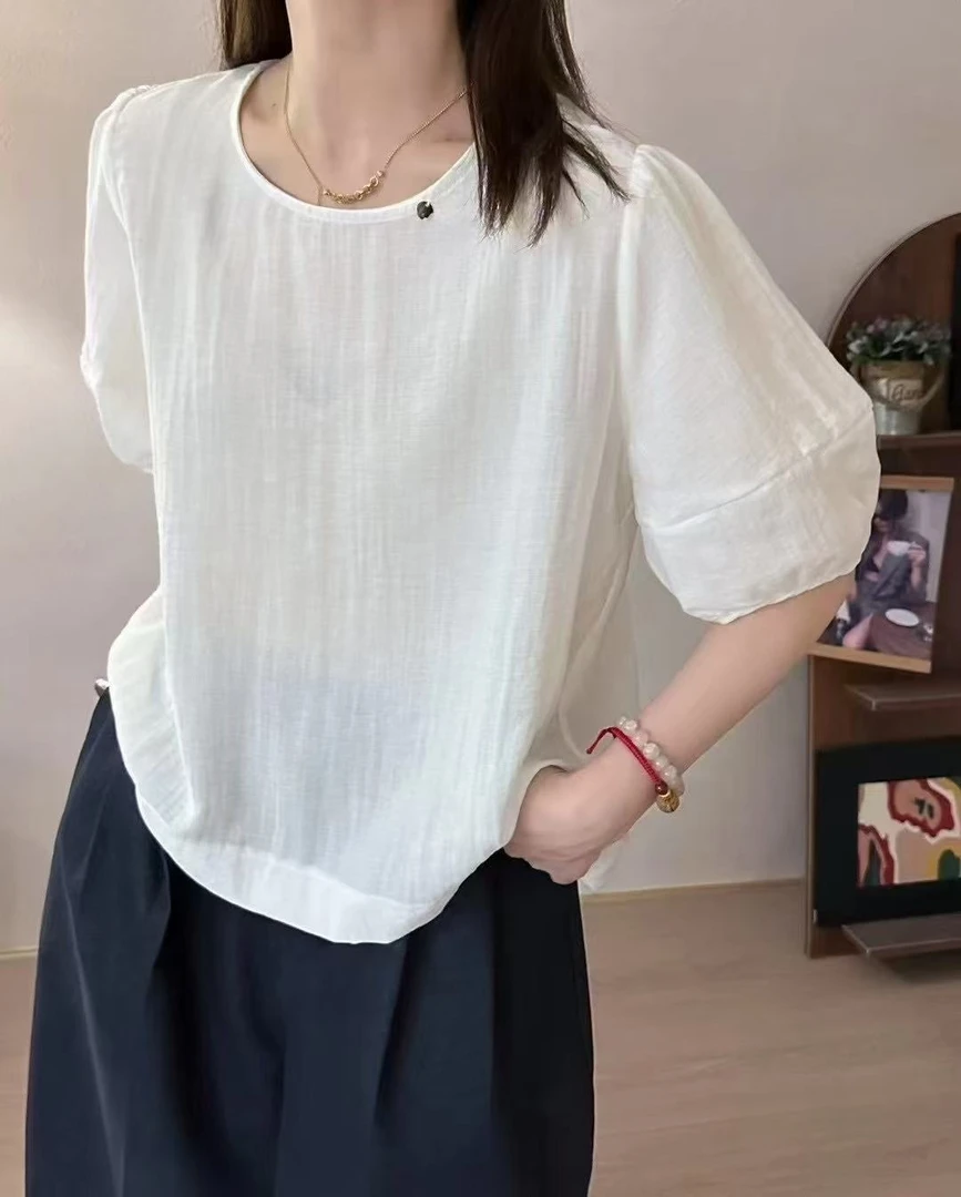 261女装衬衫百搭时尚纯色休闲设计感宽松衬衣