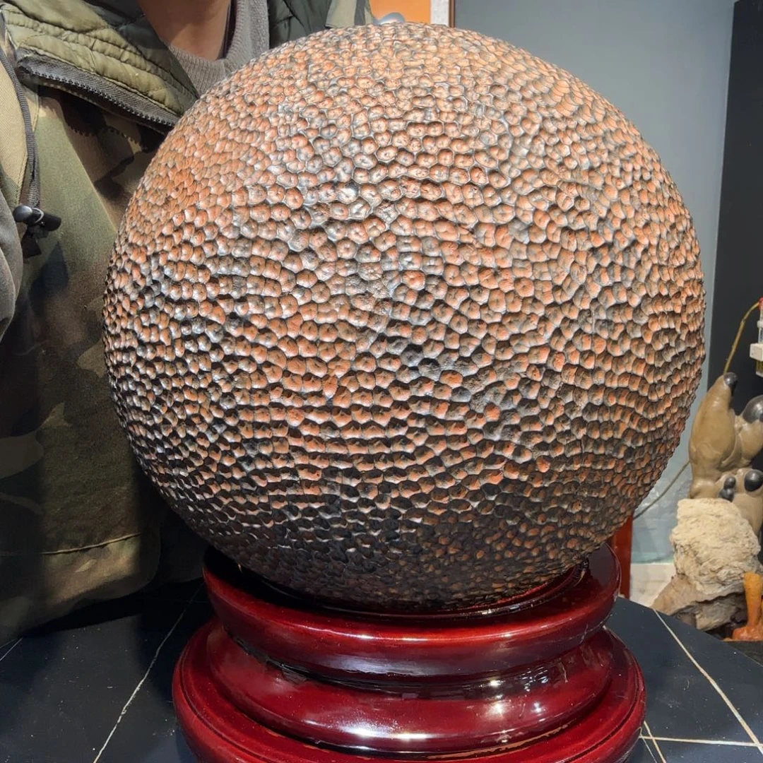 自***生蜂窝石球奇石摆件