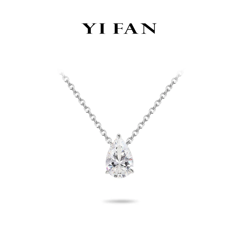 坠链均925银合成锆石 2294--气质轻奢镶钻链坠白色水滴简约项链女