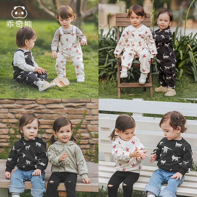 【全棉抓绒】连体衣外出背带保暖秋冬外套男女宝抓绒纯棉上衣爬服