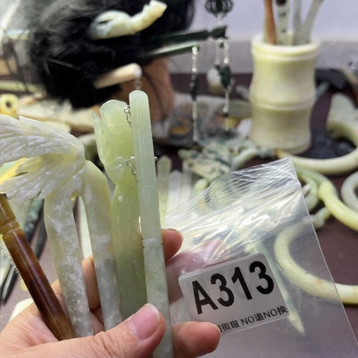 蛇纹石玉发饰合金*️***