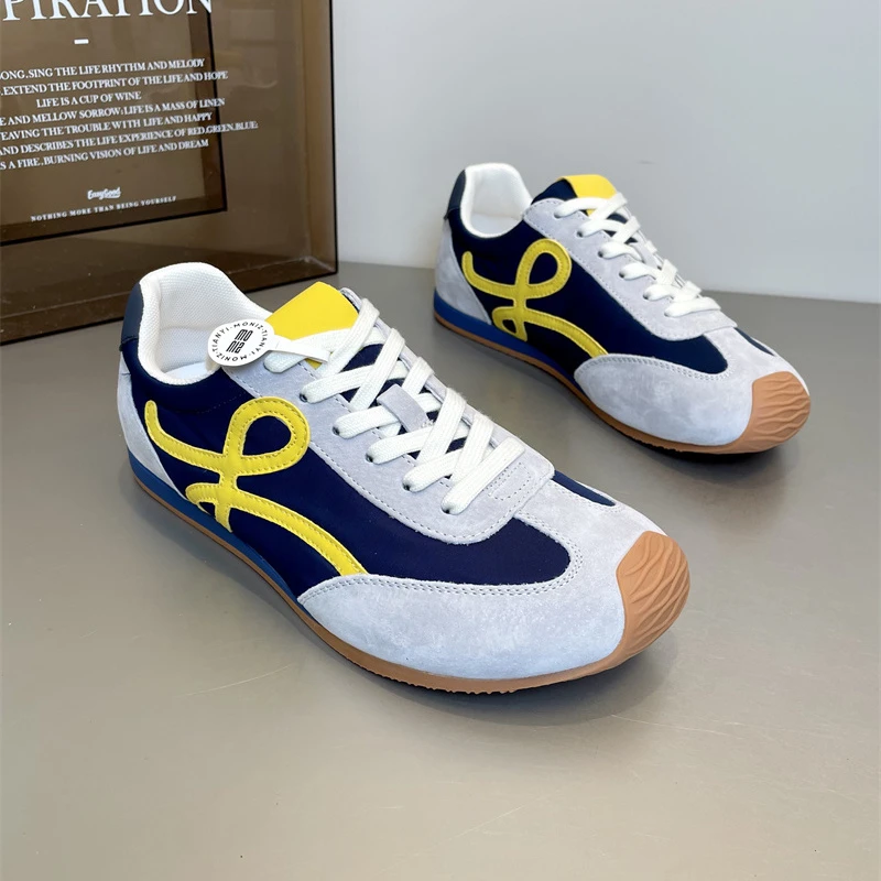 多巴胺拼色德训鞋女款爆款2025新款内增高丑萌网红超火运动休闲鞋