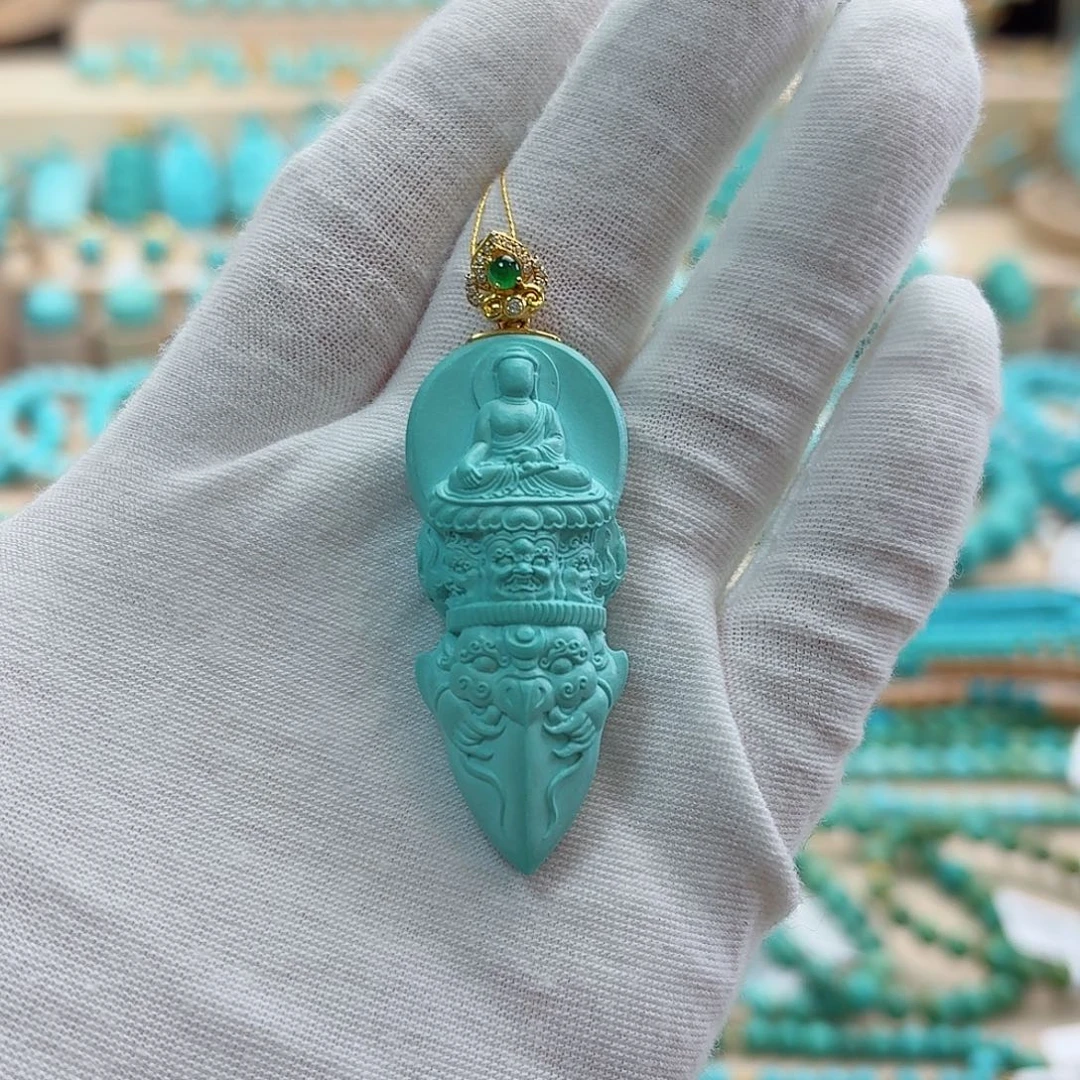 绿松石18K金镶嵌珠宝奇石