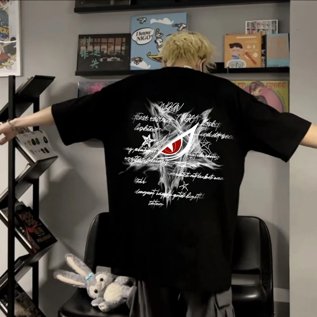 纯棉重磅美式高街ins短袖夏季T恤男女款圆领上衣宽松休闲百搭半袖